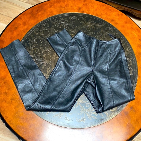 Verducci Black 100% Leather Pants Back Zipper Fully Lined Mint Condition Size 6 - Picture 4 of 8